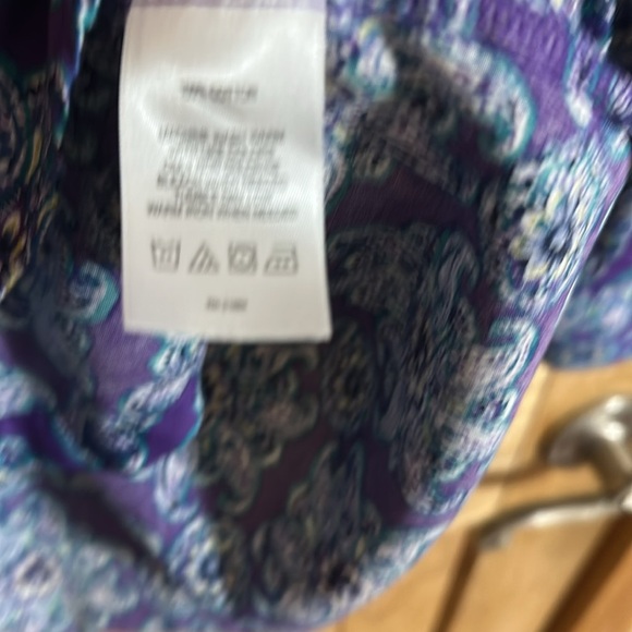 FOXCROFT Wrinkle Free Shaped Purple Patterned Button-Up Shirt - Picture 4 of 7